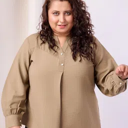 BAESD Plus Size Round Notched Neck Top-image-7