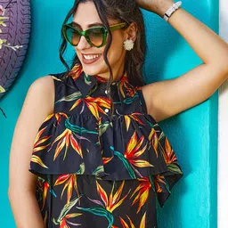 PINACOLADA Floral Printed Shirt Collar Layered Shirt Style Top-picture-20