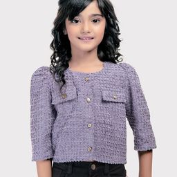 Tiny Kingdom Girls Self Design Crop Shirt Style Top-image-25