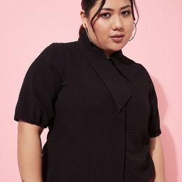 Athena Ample Plus Size Self Design Short Sleeves Shirt Style Top-26