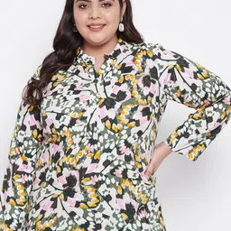 VINAAN Floral Print Mandarin Collar Shirt Style Top-picture-53