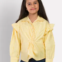 Growing Tree Yellow Twisted Pure Cotton Shirt Style Top-picture-26