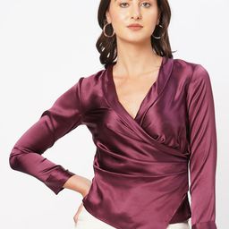 Curves by MISH Satin V-Neck Wrap Top-image-73