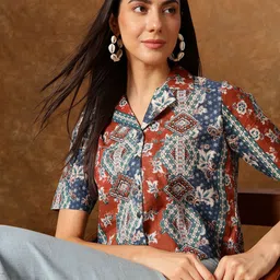 Anouk Print Cotton Shirt Style Top-image-99