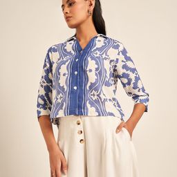 AKKRITI BY PANTALOONS Women Ethnic Motifs Printed Cuffed Sleeves Cotton Shirt Style Top-picture-20
