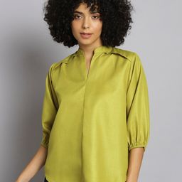 BROOWL Mandarin Collar Cotton Shirt Style Top-image-85