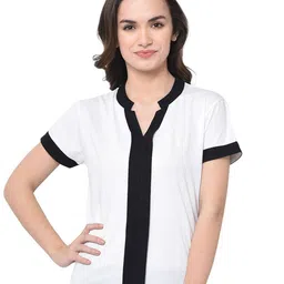 GLITO Striped V-Neck Cotton Shirt Style Top-image-17
