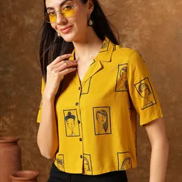 Anouk Print Roll-Up Sleeves Shirt Style Top-image-75