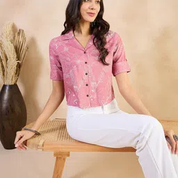 Anouk Print  Rayon Printed Roll-Up Sleeves Shirt Style Top-image-63