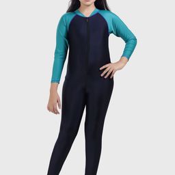 ROVARS Unisex Kids Green Solid One-Piece Swim Suit-image-39