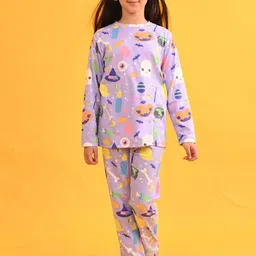 Anthrilo Girls Halloween Printed Long Sleeves T-Shirt & Pyjama-21
