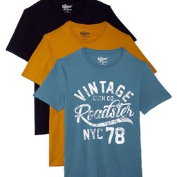 Roadster Men Pack of 3 Cotton Round Neck Printed T-Shirt-image-19