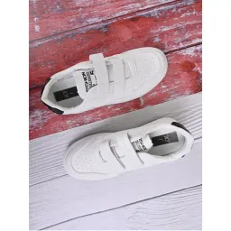 Jove Women White & Black Velcro Printed Sneakers-picture-0