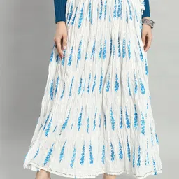 ZRI Block Printed Pure Cotton Flared Maxi Skirt-7