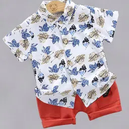 DANGAR Unisex Kids Printed Mandarin Collar Shirt with Shorts-picture-5