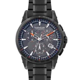 Quantum Men Black Brass Dial & Black Stainless Steel Analogue Chronograph Watch - TTG859-56