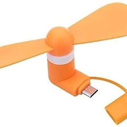 QAWACHH Mobile USB Fan 3 in 1 Orange Colour For Android-iPhone And Type c image 1