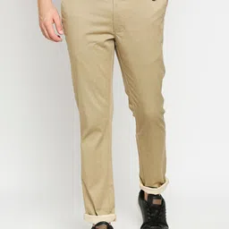 Basics Men Beige Tapered Fit Chinos Trousers-image-63