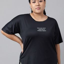 MKH Plus Size Typography Printed Dri-FIT Relaxed Fit Drop-Shoulder Sleeves Sports T-shirt-16