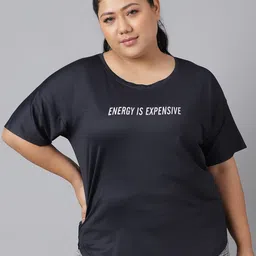 MKH Plus Size Typography Printed Relaxed Fit Dri FIT T-shirt-image-96