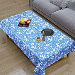Dakshya Industries Blue Floral Printed Rectangle Shaped Waterproof 4-Seater Table Cover-32