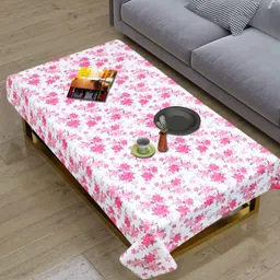 Dakshya Industries Pink & White Floral Printed Waterproof 4-Seater Table Cover-37