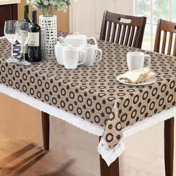 Dakshya Industries Beige & Brown Printed Waterproof 6-Seater Table Cover-12