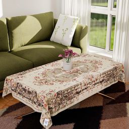 Dakshya Industries Beige Floral Printed 4-Seater Rectangle Table Cover-39