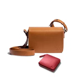 DailyObjects Leather Structured Sling Bag with Zip Wallet-15