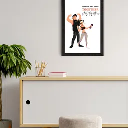 eCraftIndia White & Black Love Theme Printed Framed  Matt Texture UV Wall Art Painting-image-63