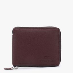 Dezire Crafts Men Brown Textured Zip Detail PU Zip Around Wallet-11