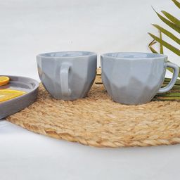 Folkstorys Set-2 Grey Handcrafted Textured Ceramic Matte Cups and Mugs-image-44