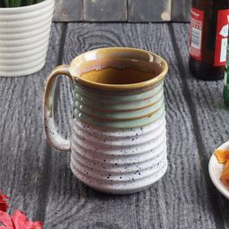 MIAH Decor Green & White Handcrafted and Hand Painted Printed Stoneware Glossy Mug-9