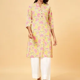 RANGMANCH BY PANTALOONS Women Floral Striped Flared Sleeves Thread Work Anarkali Kurta-image-22
