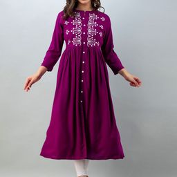 PURVIJA KURTIES Floral Embroidered Regular Thread Work Anarkali Kurta-picture-22