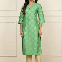 Jaipur Kurti Ethnic Motifs Printed V-Neck Straight Kurta-image-101