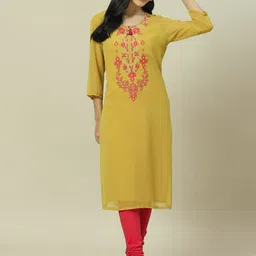 Rangriti Floral Embroidered Yoke Design Thread Work Straight Kurta-picture-10