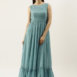 Ethnovog Conversational Printed Tiered Georgette Maxi Dress-picture-9