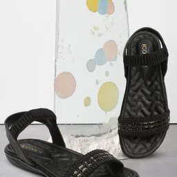 ICONICS Textured Open Toe Flats-5