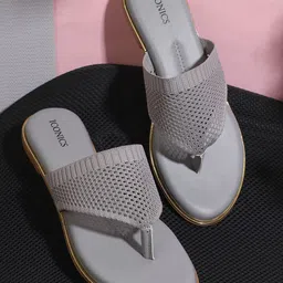 ICONICS Women Grey Open Toe Flats-image-10