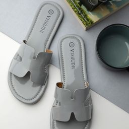Vishudh Women Grey Open Toe Flats-image-89