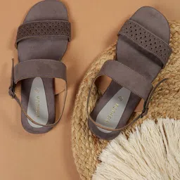 Vishudh Women Grey Open Toe Flats-image-36