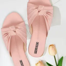 FAUSTO Bow Detailed Open Toe Flats-10