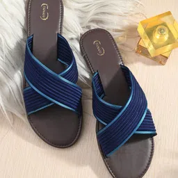 PANAHI Striped Criss-Cross Strap Open Toe Flats-16