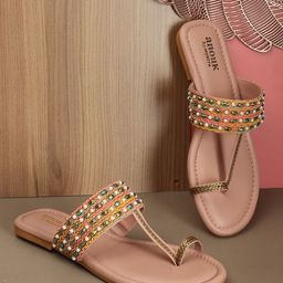 Anouk Embellished Open Toe Flats-1