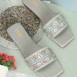 Anouk Embroidered Open Toe Flats-13