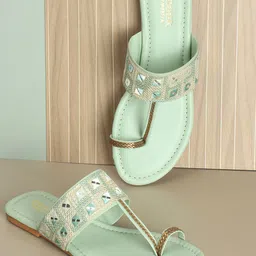 Anouk Embroidered Open Toe Flats-13