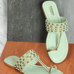 Anouk Embellished Open Toe Flats-33