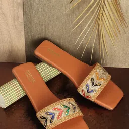 Anouk Embellished Open Toe Flats-7
