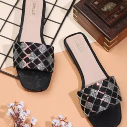 Gibelle Ethnic Embellished Open Toe Flats-18